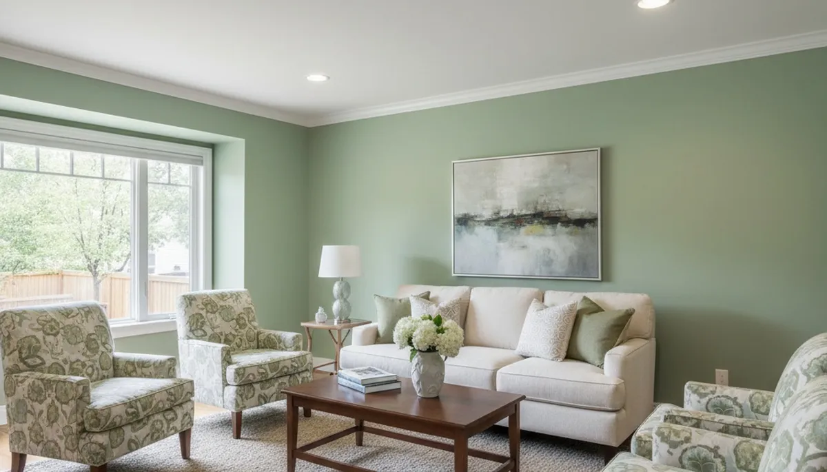 Freshly painted Spokane, WA living room with smooth finishes by expert interior house painters