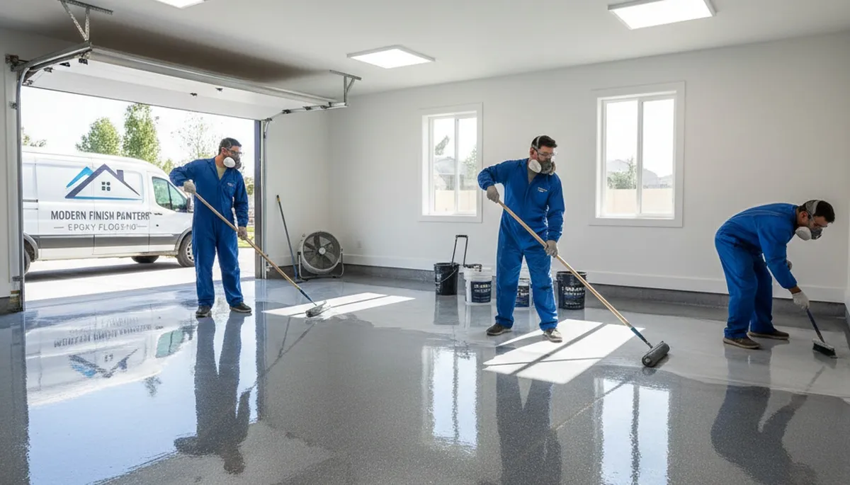 Epoxy garage floor coating in Spokane, WA with durable, moisture-resistant finish by local painters