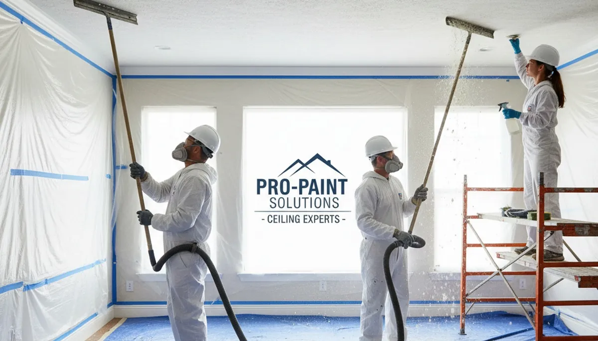 Professional popcorn ceiling removal in Spokane WA home by expert house painters