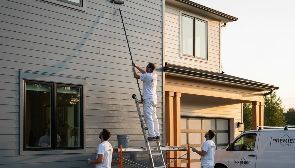 Professional siding painting on a Spokane WA home by expert exterior house painters