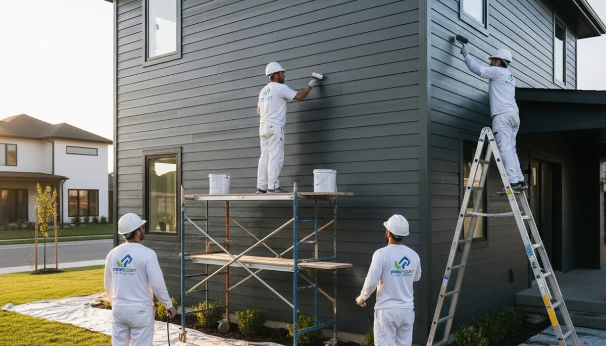 Professional siding painting on Spokane WA home exterior by expert house painters
