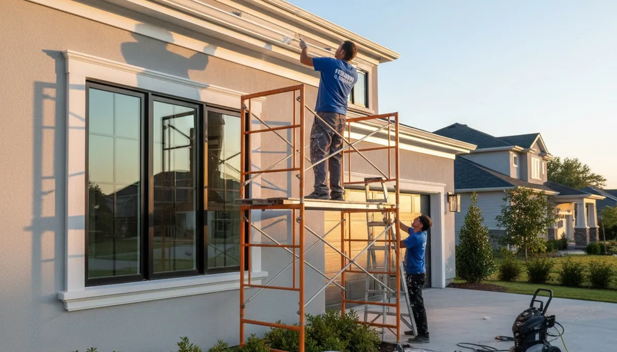 Professional trim and fascia painting on Spokane WA home exterior by expert house painters
